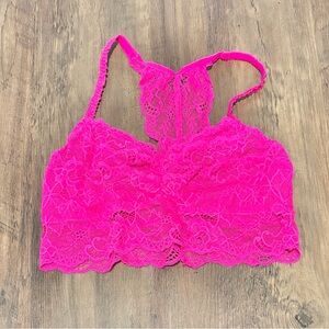 Victoria’s Secret PINK Hot Pink Lace Racerback Bralette L
